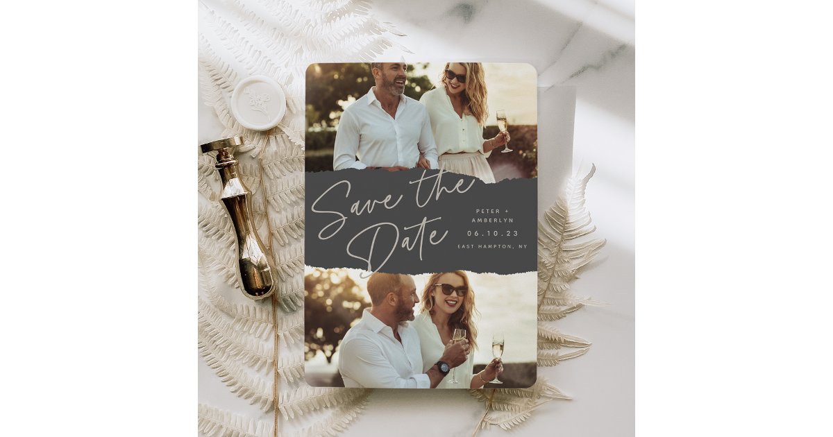 Scrapbook | Two Photo Save The Date | Zazzle
