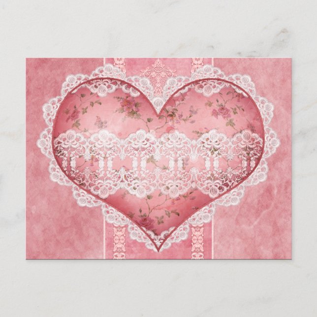 Scrapbook Victorian Floral Heart Postcard (Front)