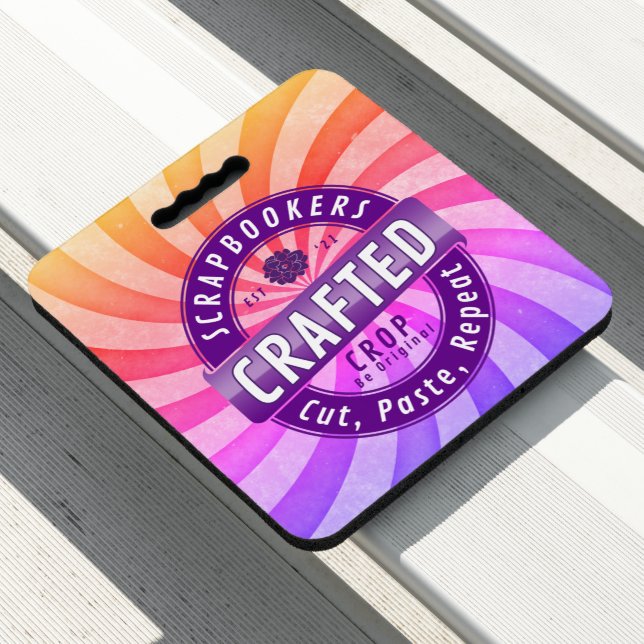 Scrapbooker Crafted “Cut, Paste, Repeat”   Seat Cushion (In Situ)