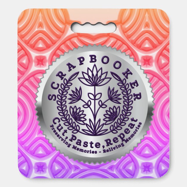 Scrapbooker “Cut, Paste, Repeat”  Seat Cushion (Front Vertical)