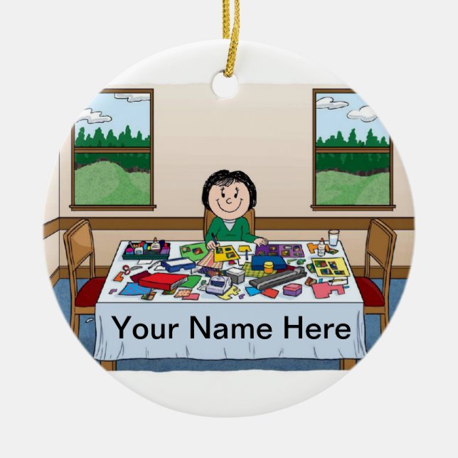 Scrapbooker - Female Ceramic Ornament (Front)