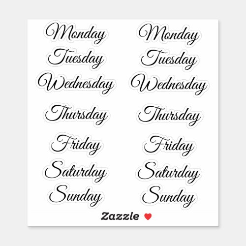 Scrapbooking calendar planner days of the week sticker