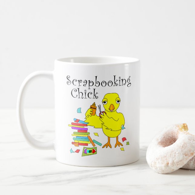 Scrapbooking Chick Text Coffee Mug (With Donut)