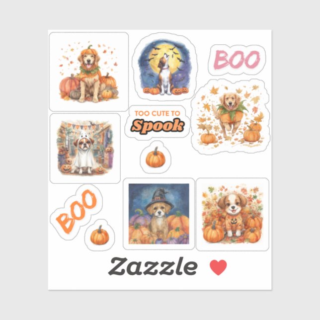 Scrapbooking Halloween Dog Lover Fall Boo Sticker (Sheet)