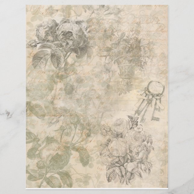 Scrapbooking junk journaling paper sheet  (Front)