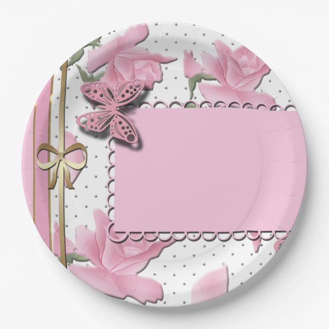 Scrapbooking pink paper plates (Front)