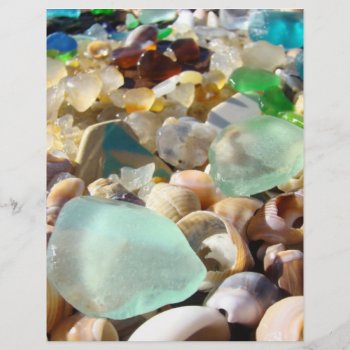 Scrapbooking Theme Paper Beach Seaglass Shells by NatureGiftsArt at Zazzle