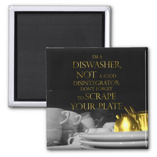 Scrape Your Plate 2 Dishwasher Gold Effect Magnet