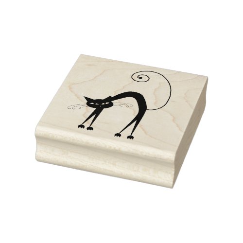 Scrappy Cat Black Kitty Custom Rubber Stamp