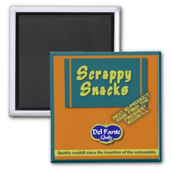 Scrappy Snacks Square Magnet by ChiaPetRescue at Zazzle