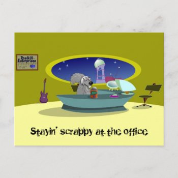 Scrappy Squirrel At The Office Postcard by ChiaPetRescue at Zazzle