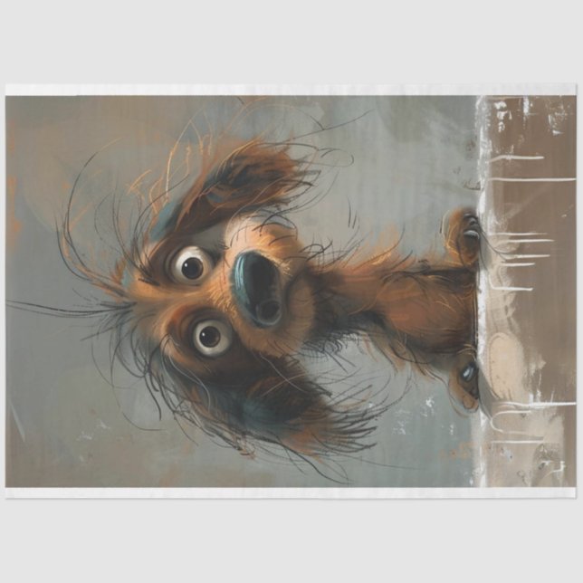 Scrappy the Dachshund Dog Decoupage  Tissue Paper (Front)