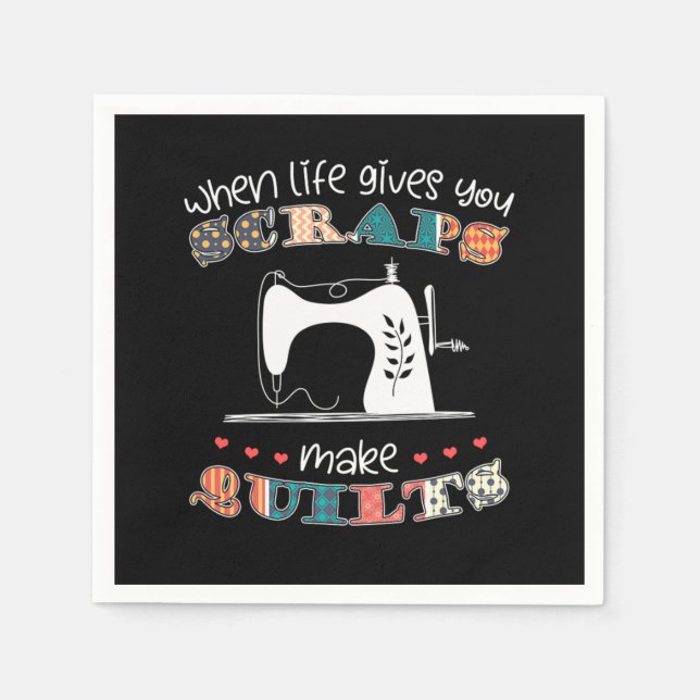 Scraps Quilt Quilting Crafting Sewing Machine Gift Napkins (Front)