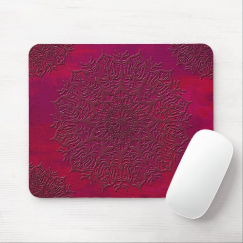 scrashed brushed metalic texture embossed floral  mouse pad