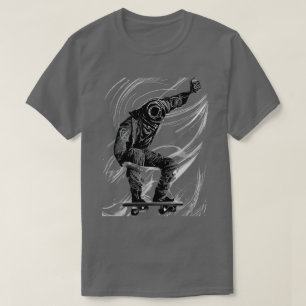 Scratchboard Graphic Skateboard T-Shirt
