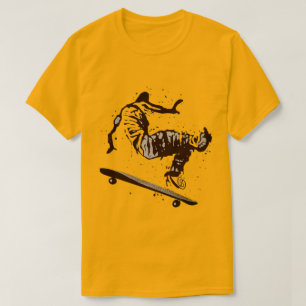 Scratchboard Graphic Skateboard T-Shirt