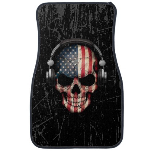 Scratched American Dj Skull with Headphones Car Floor Mat