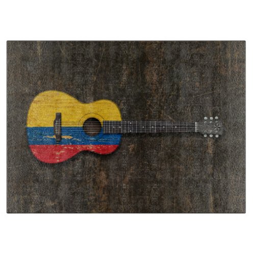 Scratched and Worn Colombian Flag Acoustic Guitar Cutting Board