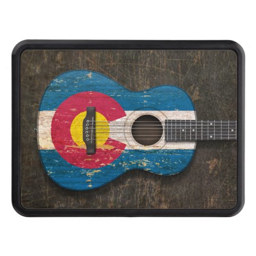 Scratched and Worn Colorado Flag Acoustic Guitar Trailer Hitch Cover