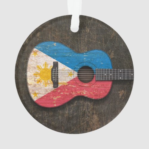 Scratched and Worn Filipino Flag Acoustic Guitar Ornament