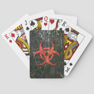 Scratched and Worn Red Biohazard Symbol Poker Cards