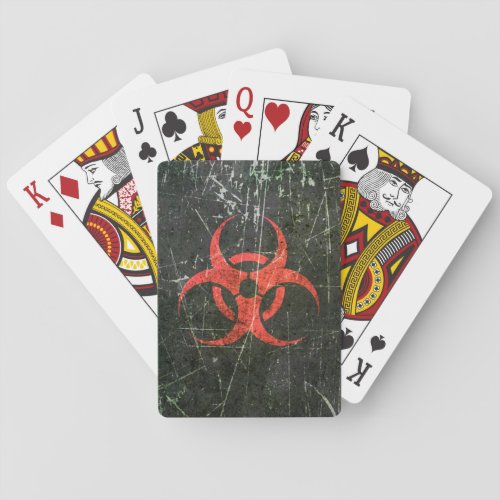 Scratched and Worn Red Biohazard Symbol Poker Cards