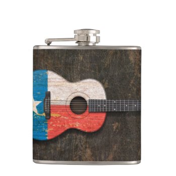 Scratched And Worn Texas Flag Acoustic Guitar Hip Flask by JeffBartels at Zazzle