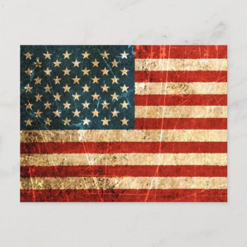 Scratched And Worn Vintage American Flag Postcard by JeffBartels at Zazzle