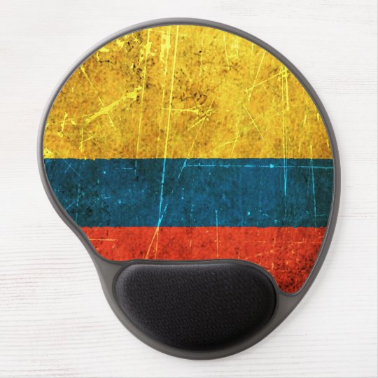 Scratched and Worn Vintage Colombian Flag Gel Mouse Pad