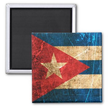 Scratched And Worn Vintage Cuban Flag Magnet by JeffBartels at Zazzle