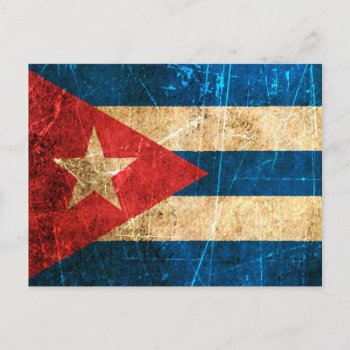 Scratched And Worn Vintage Cuban Flag Postcard by JeffBartels at Zazzle