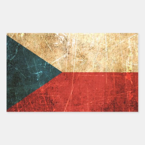 Scratched and Worn Vintage Czech Republic Flag Rectangular Sticker