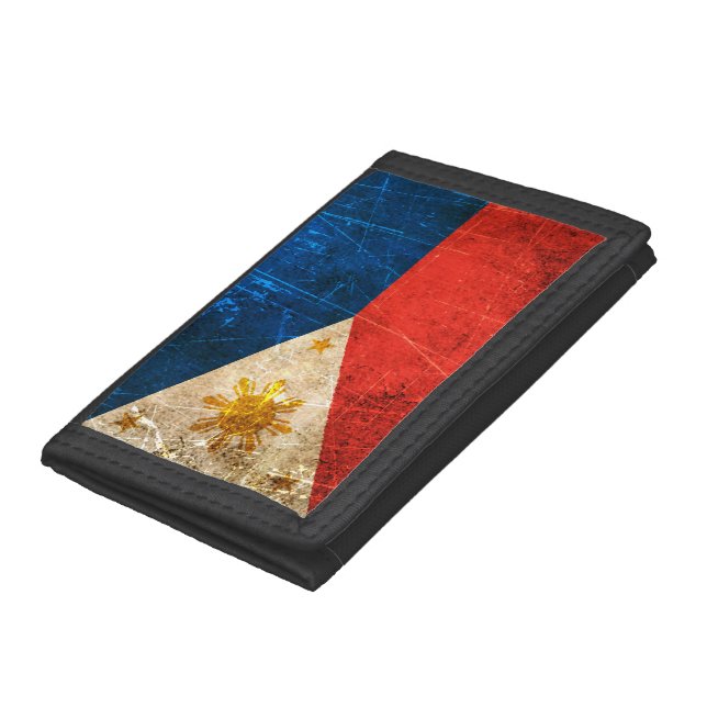 Scratched and Worn Vintage Filipino Flag Trifold Wallet (Bottom)