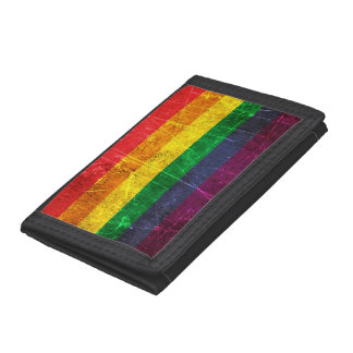 Scratched and Worn Vintage Gay Pride Rainbow Flag Tri-fold Wallet