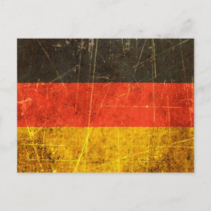 Scratched and Worn Vintage German Flag Postcard