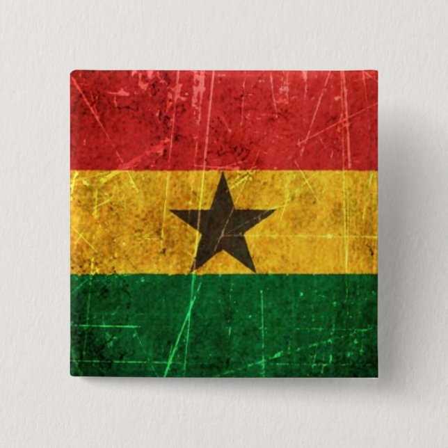 Scratched and Worn Vintage Ghana Flag Button (Front)