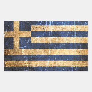 Scratched and Worn Vintage Greek Flag Rectangular Sticker
