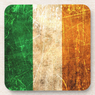 Scratched and Worn Vintage Irish Flag Coaster