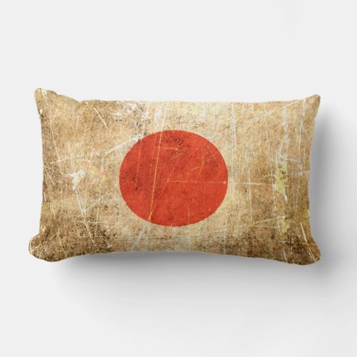 Scratched and Worn Vintage Japanese Flag Lumbar Pillow