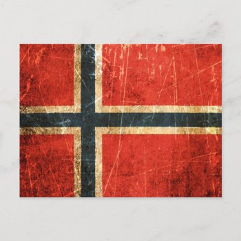 Scratched And Worn Vintage Norwegian Flag Postcard by JeffBartels at Zazzle