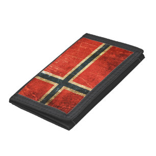 Scratched and Worn Vintage Norwegian Flag Trifold Wallet