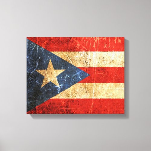 Scratched and Worn Vintage Puerto Rican Flag Canvas Print