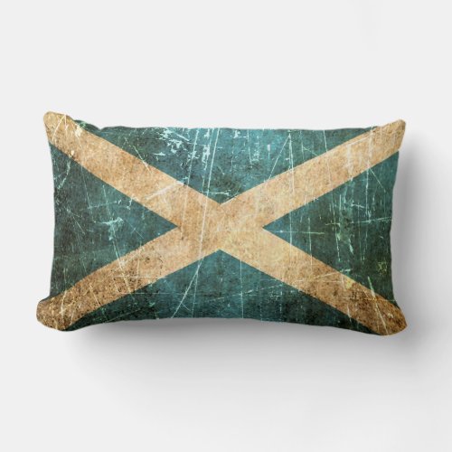 Scratched and Worn Vintage Scottish Flag Lumbar Pillow