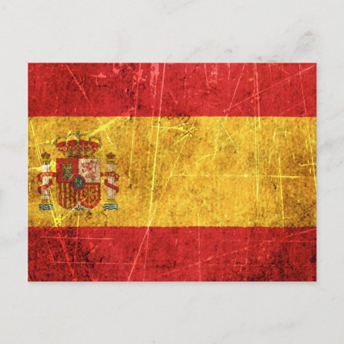 Scratched and Worn Vintage Spanish Flag Postcard