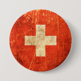 Scratched and Worn Vintage Swiss Flag Button