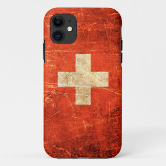 Scratched and Worn Vintage Swiss Flag iPhone 11 Case