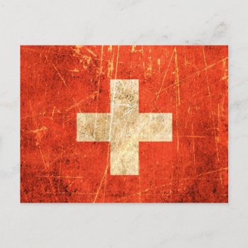 Scratched And Worn Vintage Swiss Flag Postcard by JeffBartels at Zazzle