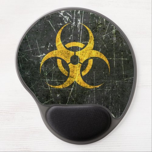 Scratched and Worn Yellow Biohazard Symbol Gel Mouse Pad