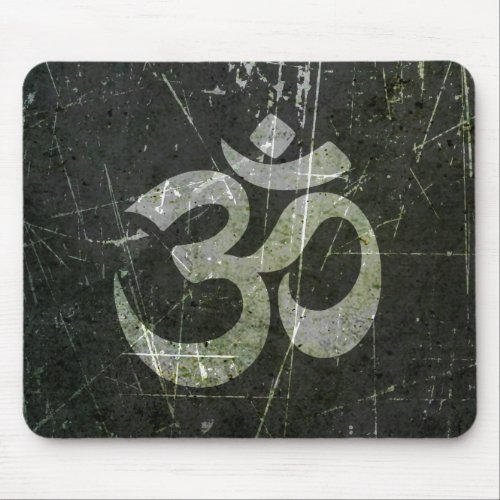 Scratched and Worn Yoga Om Symbol Mouse Pad