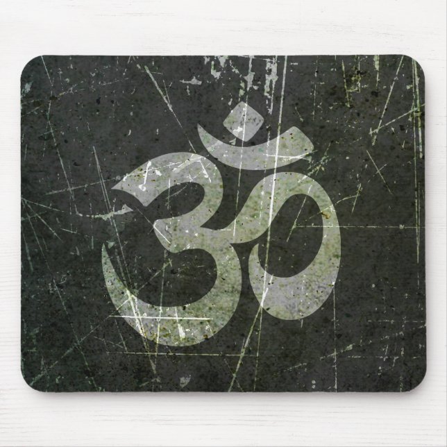Scratched and Worn Yoga Om Symbol Mouse Pad (Front)